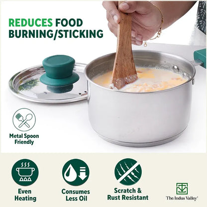 The Indus Valley Stainless Steel Capsule Bottom Milk Tea Pan