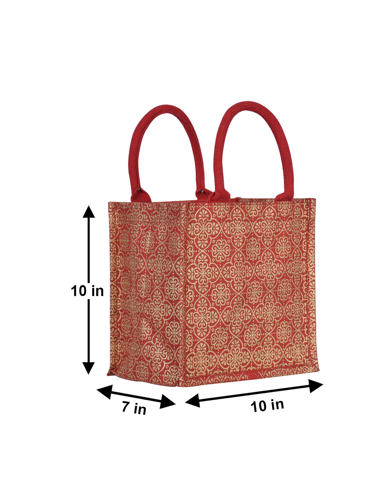 Jute Cottage Mughal Print Zipper Lunch Bag 100% Genuine Jute