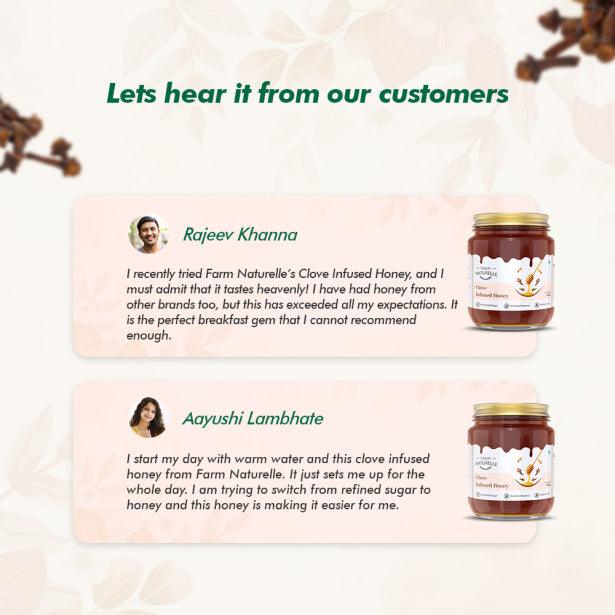 Clove Infused Honey | 100% Pure Honey | Wooden Spoon| Raw, Natural | Lab Tested Honey in Glass Bottle.