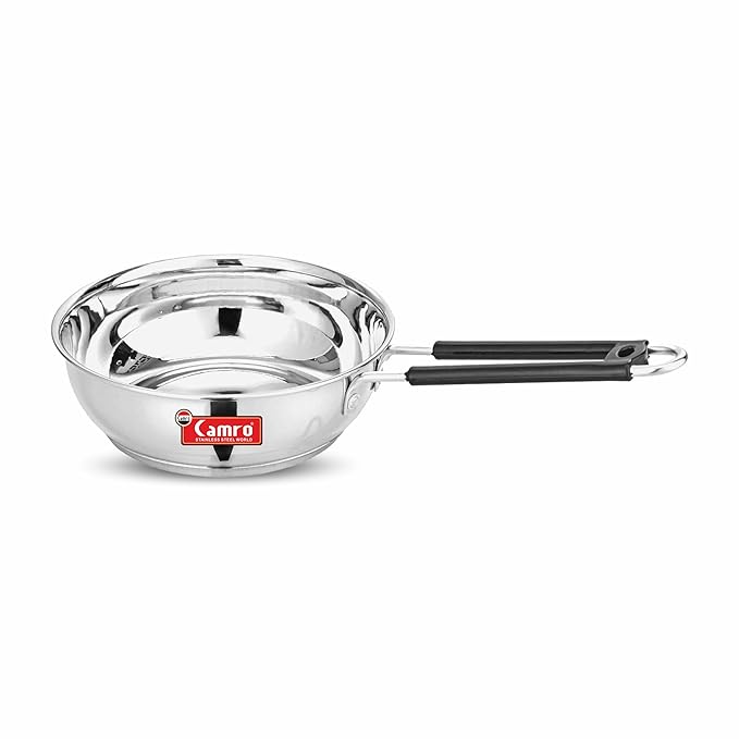 Camro Induction Bottom Deep Fry Pan 13 No 3.1 Liters Stainless Steel Dishwasher Safe