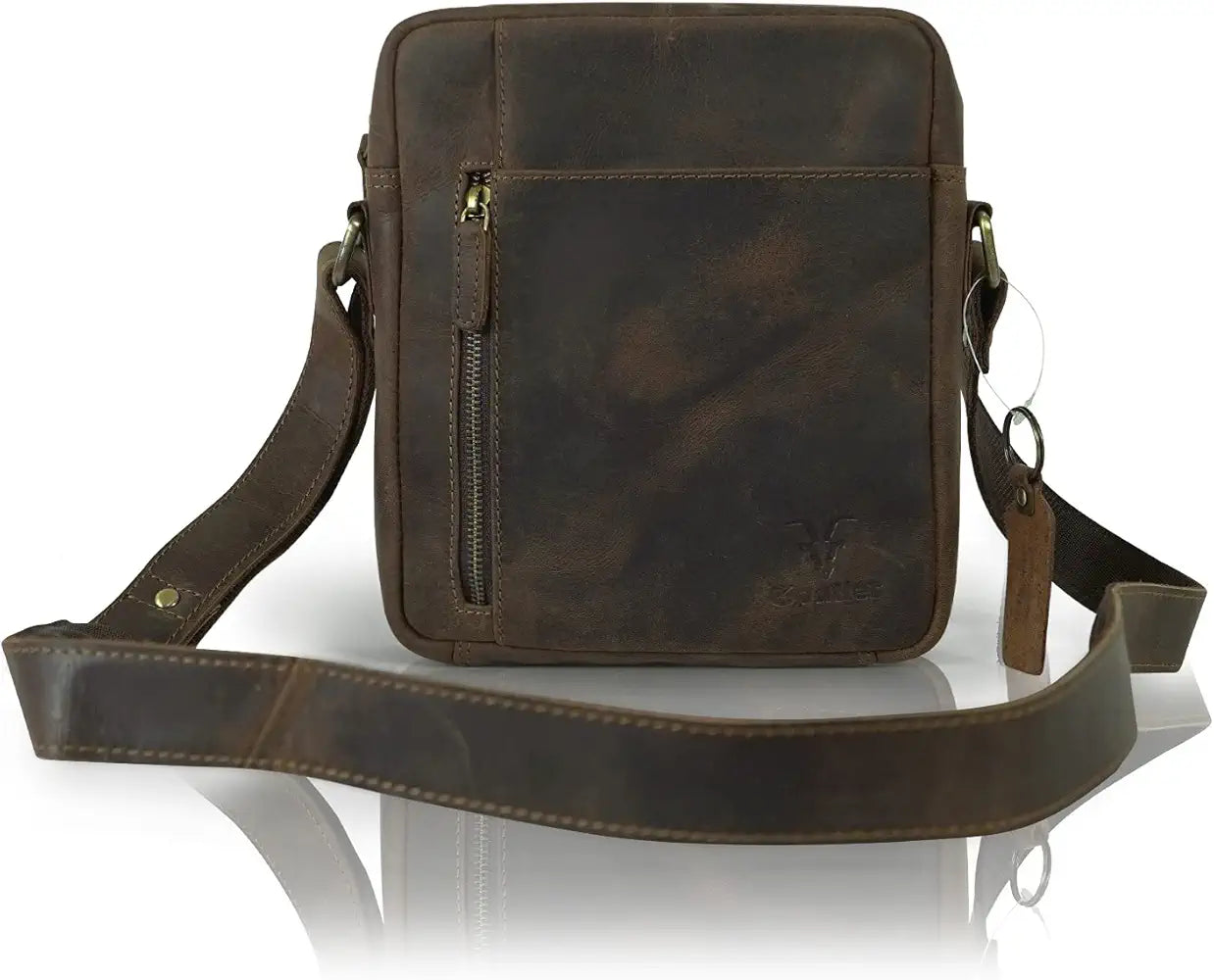 Goatter Hunter Leather 10”Inch Multi Pocket Crossbody Messenger Bag For Men  GTHT-13