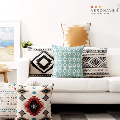 Aerohaven Minimal Tribal Cushion Covers Set 5 Monochrome & Pastel Ethnic Pillow Covers for Modern Decor