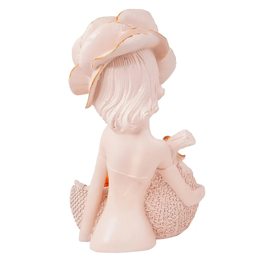 Zart Lady with Basket Showpiece for Home Decor & Office Decor Showpiece