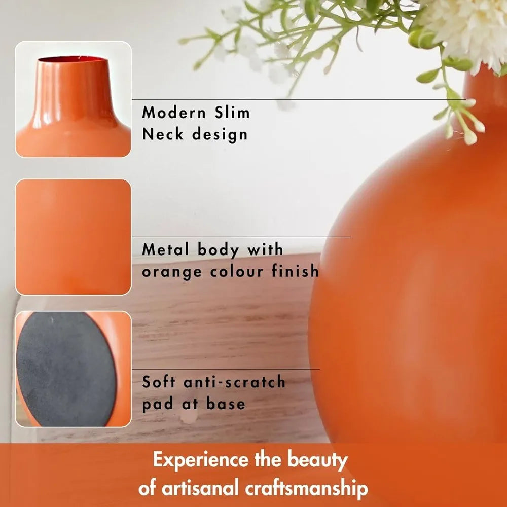 Behoma Metal Flower Vase Orange Flowers not Included