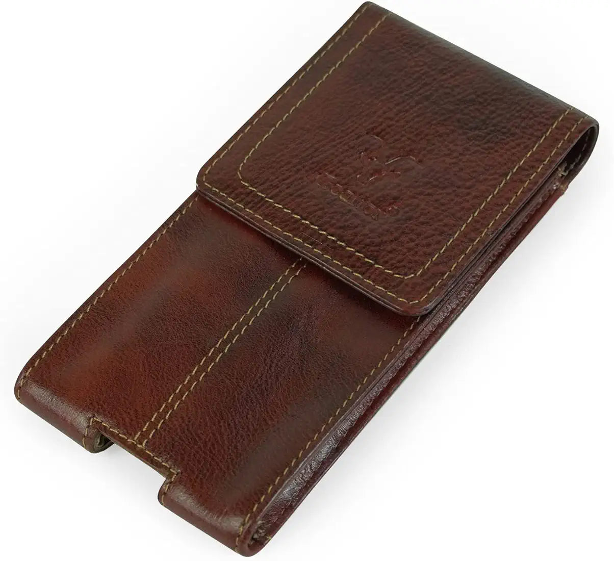 Goatter Unisex Leather All 6.5" Inch Backcase For Mobile Pouch For Backcase For Mobile, iPhone 14 Cherry Brown, Back Cover Case