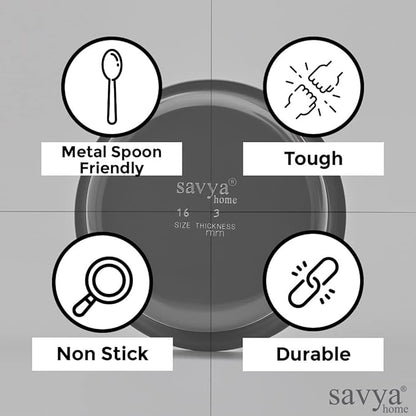 Savya Home Hard Anodized Tope Non-Stick & Non-Corrosive Hard Anodized 2.3 liters