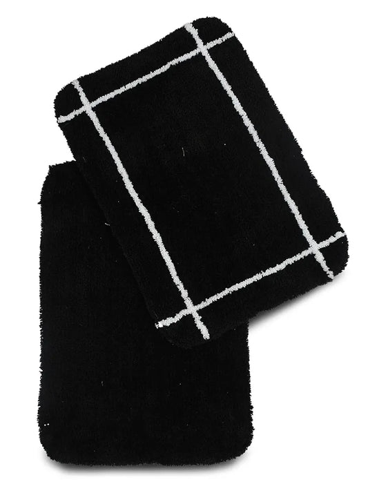 Sashaa World Microfiber Bathmat Colour Black (Pack of 2)