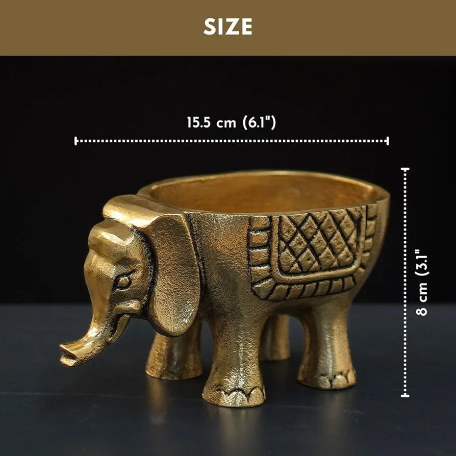 BEHOMA Aluminium Elephant for Good Luck | Statue for Home Decor Tabletop Living Room Office | Candle Holder Gift Showpiece for Valentine's Day, Birthday 