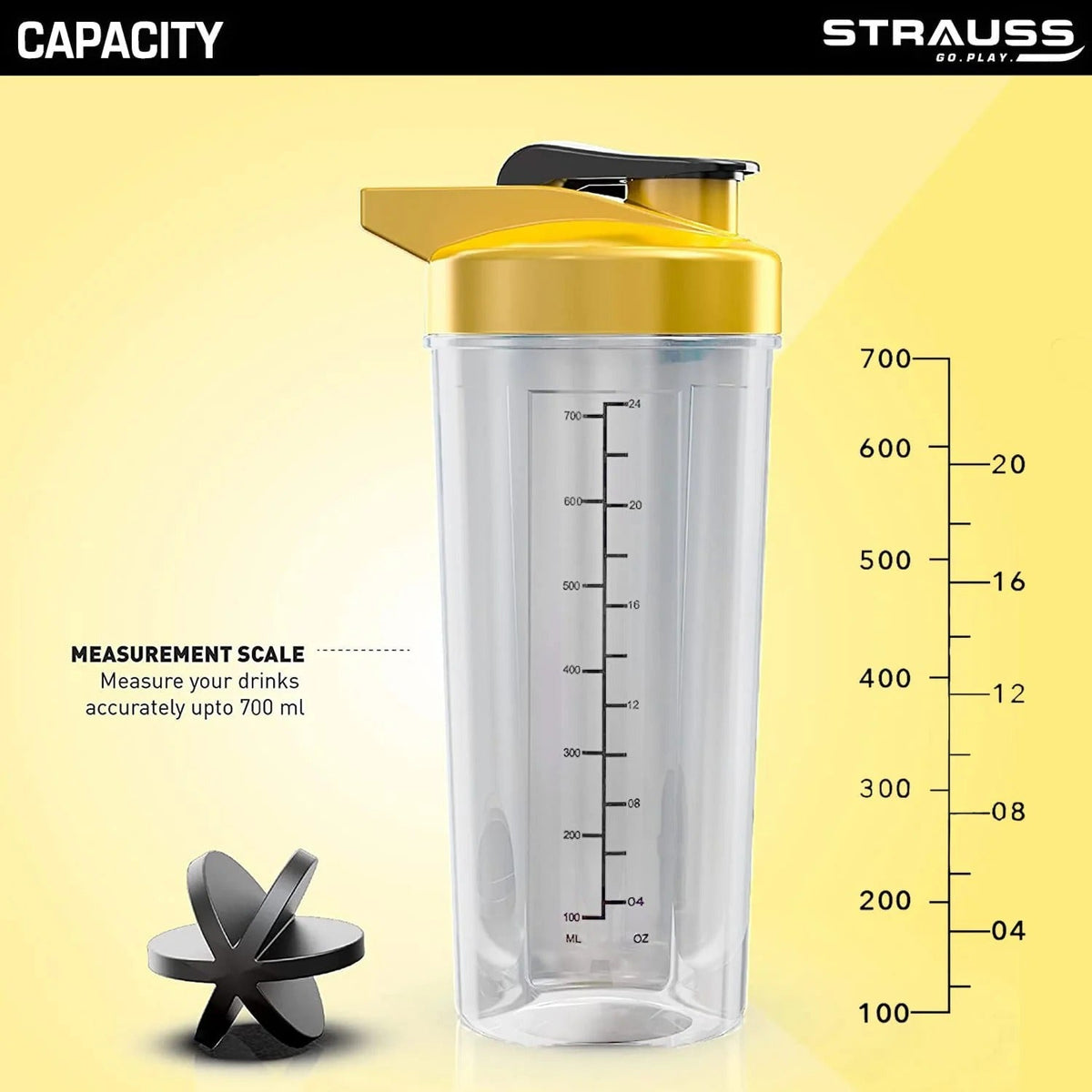 Strauss Energy Shaker Bottle | White Shade | Yellow