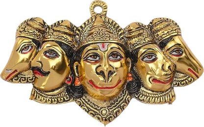 Chhariya Crafts Metal Panchmukhi Hanuman Ji Murti Bajrangbali Idol Wall Door Entrance Statue Protection From Evil Eye