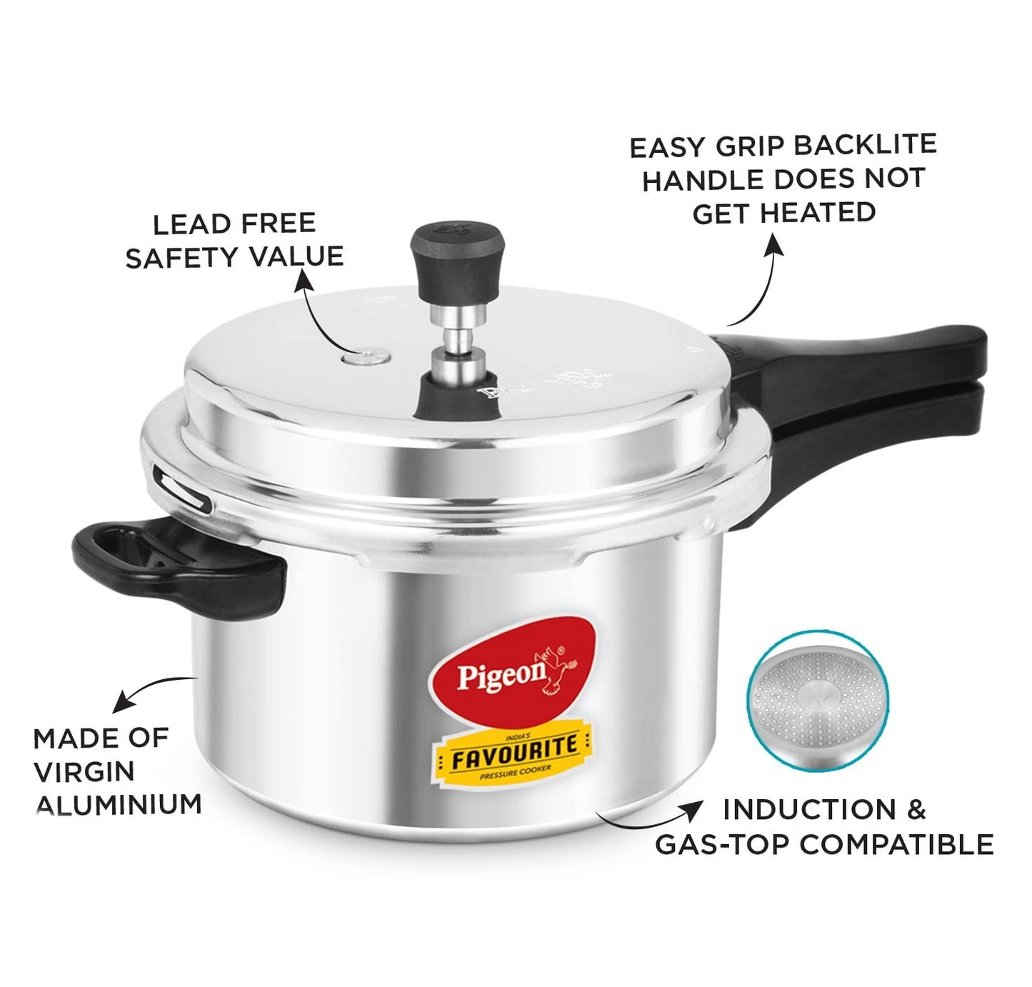 Pigeon by Stovekraft Favourite Aluminium Pressure Cooker Outer Lid 5L