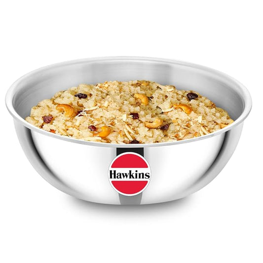 Hawkins 1.5 Litre Metro Kadhai Triply Stainless Steel Induction Tasla Silver