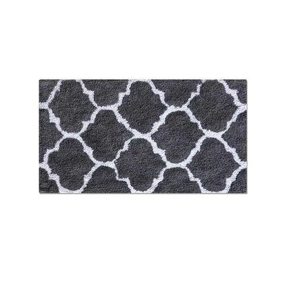 The Home Talk Cotton Bathmats Water Absorbent Runners Quatrefoil Design Rugs Floor Mats Dark Grey