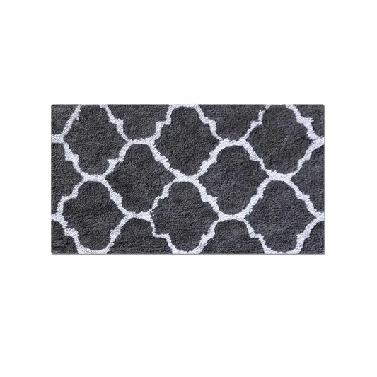 The Home Talk Cotton Bathmats Water Absorbent Runners Quatrefoil Design Rugs Floor Mats Dark Grey