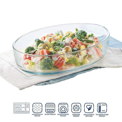 Borosil Glass Baking Dish | 1.6 Litres | Transparent | 1 Count