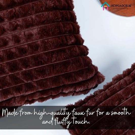 Homadorn Luxury Plush Fur Reversible Cushion Cover Ultra Soft & Cozy Brown