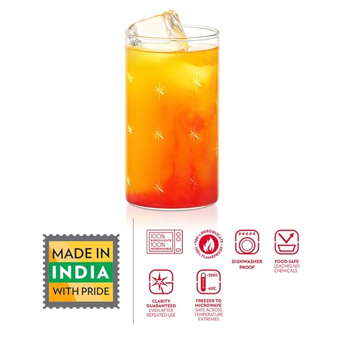 Borosil Glass Glass Set | Set of 6 | 350 Ml