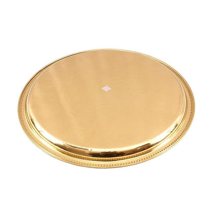 Indian Art Villa Hammered Brass Serving Plate 14.1" Inch, Gold