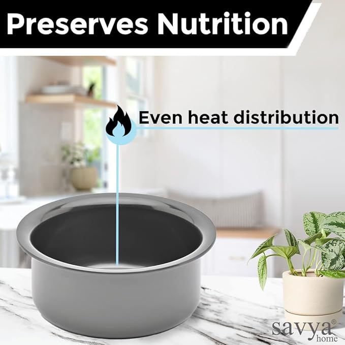 Savya Home Hard Anodized Tope Non-Stick & Non-Corrosive Hard Anodized 2.3 liters