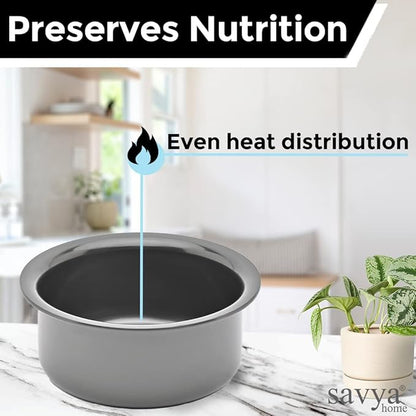 Savya Home Hard Anodized Tope Non-Stick & Non-Corrosive Hard Anodized 2.3 liters