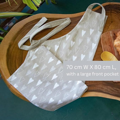 Oak & Lily Kitchen Apron Fully washable with large front pocket Beige and Ivory
