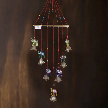 Heart Home Handcrafted Rajasthani Traditional Windchimes Wooden Wall Hanging Toran