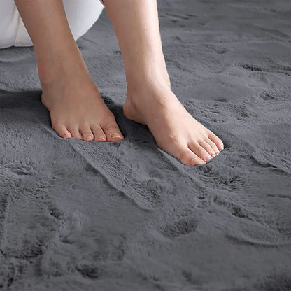 Luxe Home International Ruffle Floor Rug Rabbit Fur 1000 GSM Living Room Foot Mats 4 X 6 FtColour Grey