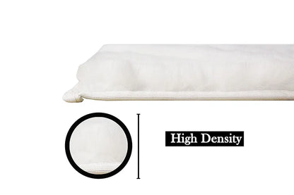 Luxe Home International Ruffle Bath Mat Rabbit Fur 1000 GSM Bathroom Door Rectangular Foot Mats 45X75 Cm Colour White