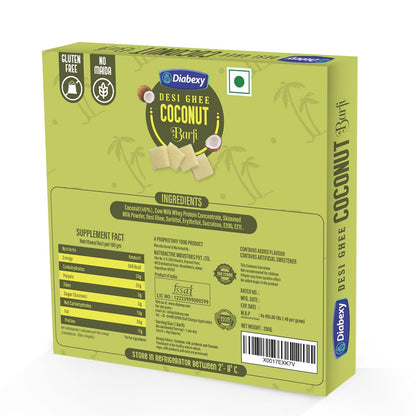 Diabexy Desi Ghee Sugar Free Coconut Barfi - 200 gms
