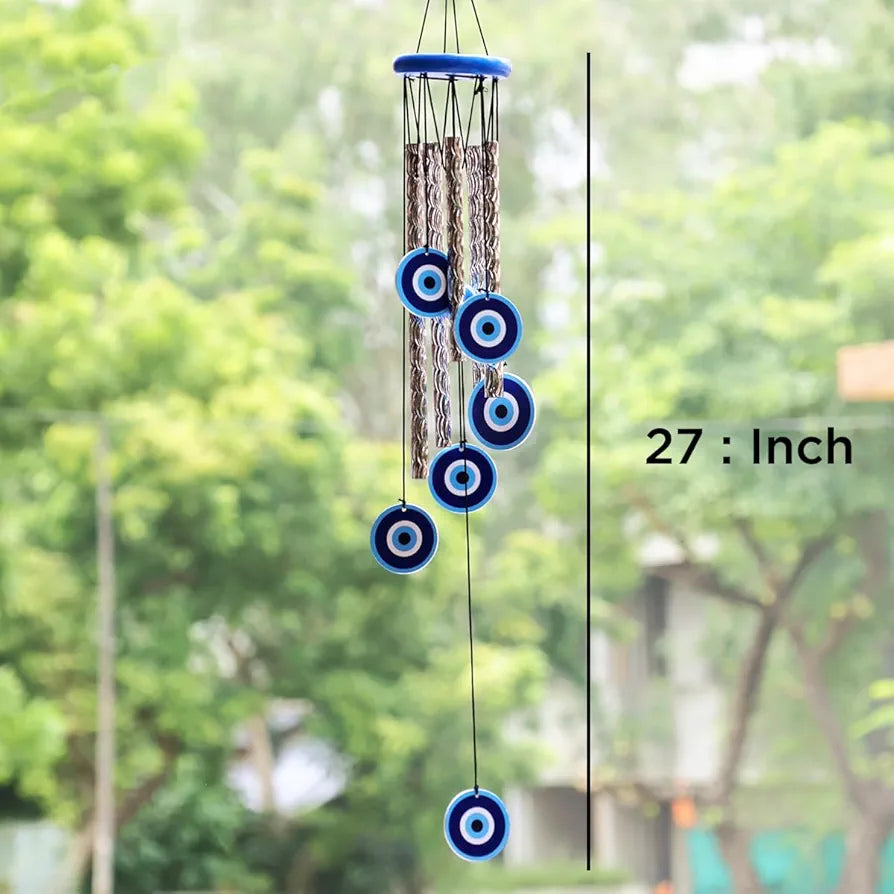 9Dzine Wind Chimes with Evil Eye Protection - 27 Inches