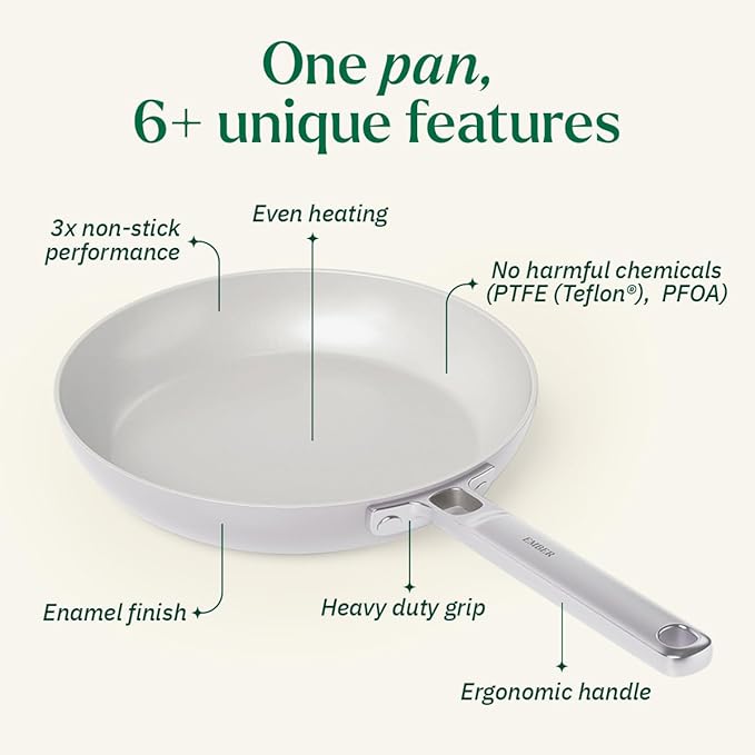 Ember Cookware Arcilla Ceramic Non-stick Frying Pan 24cm | Stainless Steel Handle | Grey