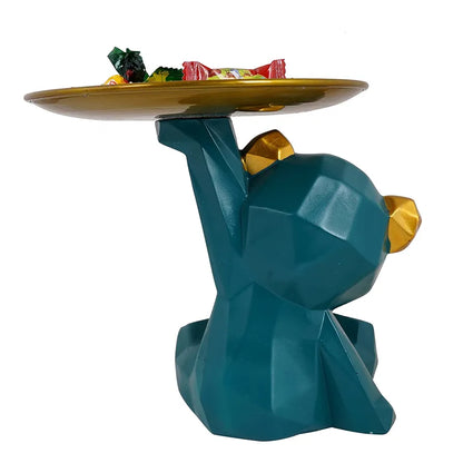 Zart Cool Dog Showpiece Platter Dog Showpiece for Home Decor Showpiece Green Dog Sitt