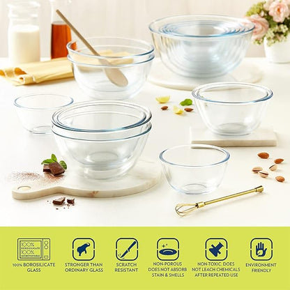 Borosil Glass Mixing & Serving Bowl With Lid | Oven & Microwave Safe Bowl | 500 Ml | Borosilicate Glass