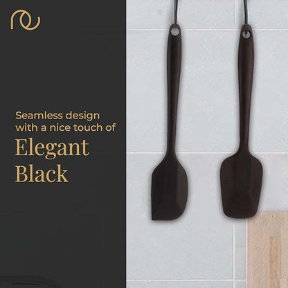 Frenchware Non-stick Premium Silicone Spatula | Large Spatula & Large Spoon, Black | for Cooking, Baking & Mixing, Seamless Design