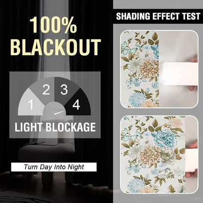 Cloth Fusion Blackout Printed Premium Door Curtains 7 Feet Long Set of 2 Blue Blooms