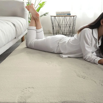 Luxe Home International Ruffle Floor Rug Rabbit Fur 1000 GSM Living Room Rectangular Foot Mats 4 x 6 Ft Colour Beige