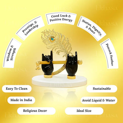 Ekhasa Lord Krishna Hands with Flute Idol Black Krishna Hands