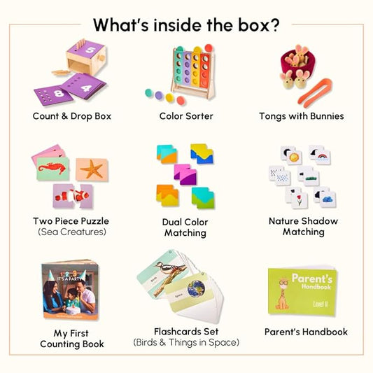 Curious Cub Montessori Learning Wooden Toys | Box 11 | Hand-eye Coordination, Brain Development