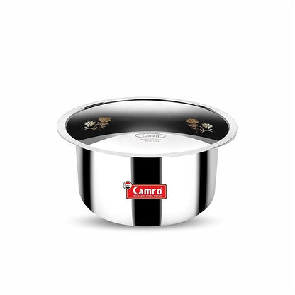 Camro Tripro Triply Artisian Tope with lid 14 No 2.7 Liters Capacity Cauldron Tope Handi