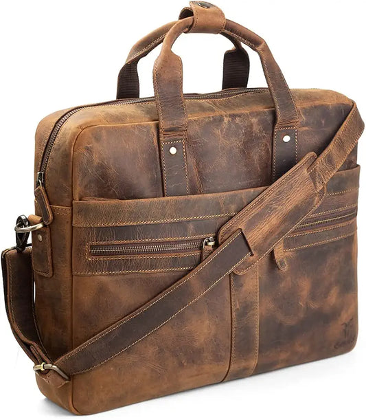 Goatter Genuine Leather Multi Pockets Office Laptop Messenger Bag For Men