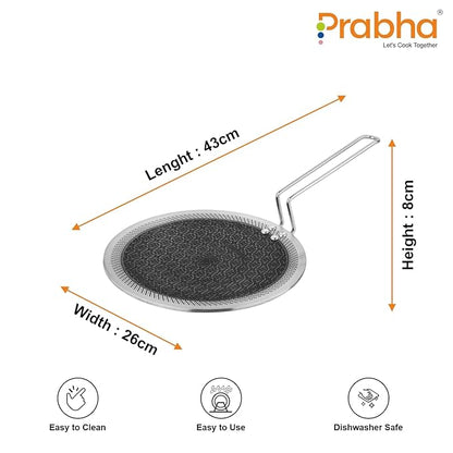 Prabha Tri-Ply Stainless Steel Hexa Cube Tawa Non Stick Coating Roti Tawa Food Grade Steel 26cm