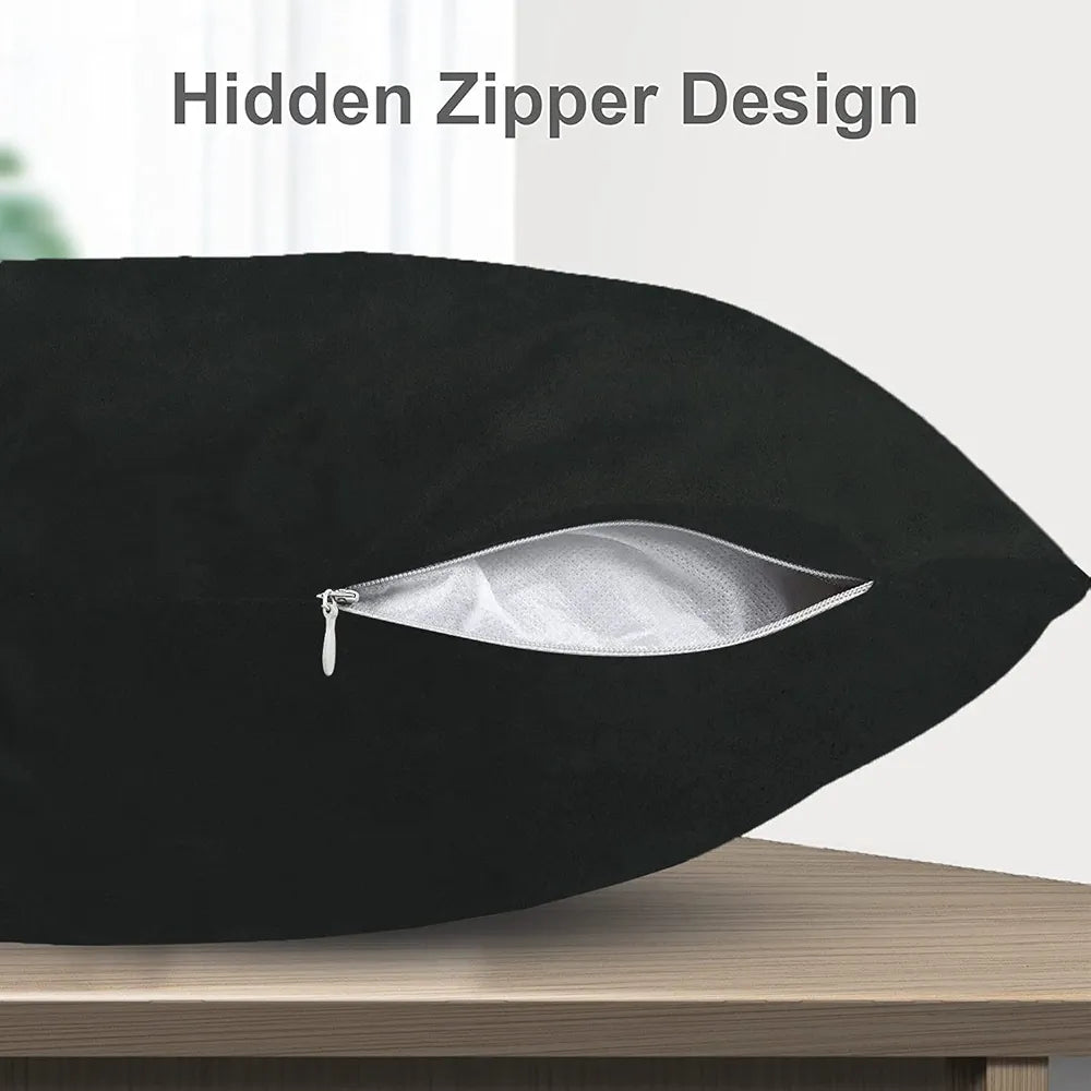 Cloth Fusion Velvet Sofa Cushion Cover Set of 5 Luxurious Cushion Cover Black