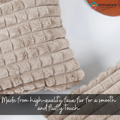 Homadorn Luxury Plush Fur Reversible Cushion Cover Ultra Soft & Cozy Beige