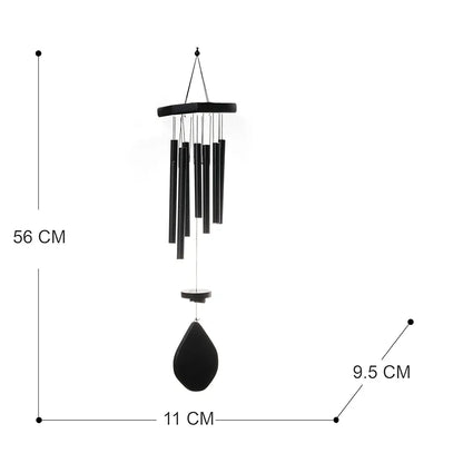 Tej Gifts - Feng Shui Metal Wind Chime 7 Pipes Black Rods