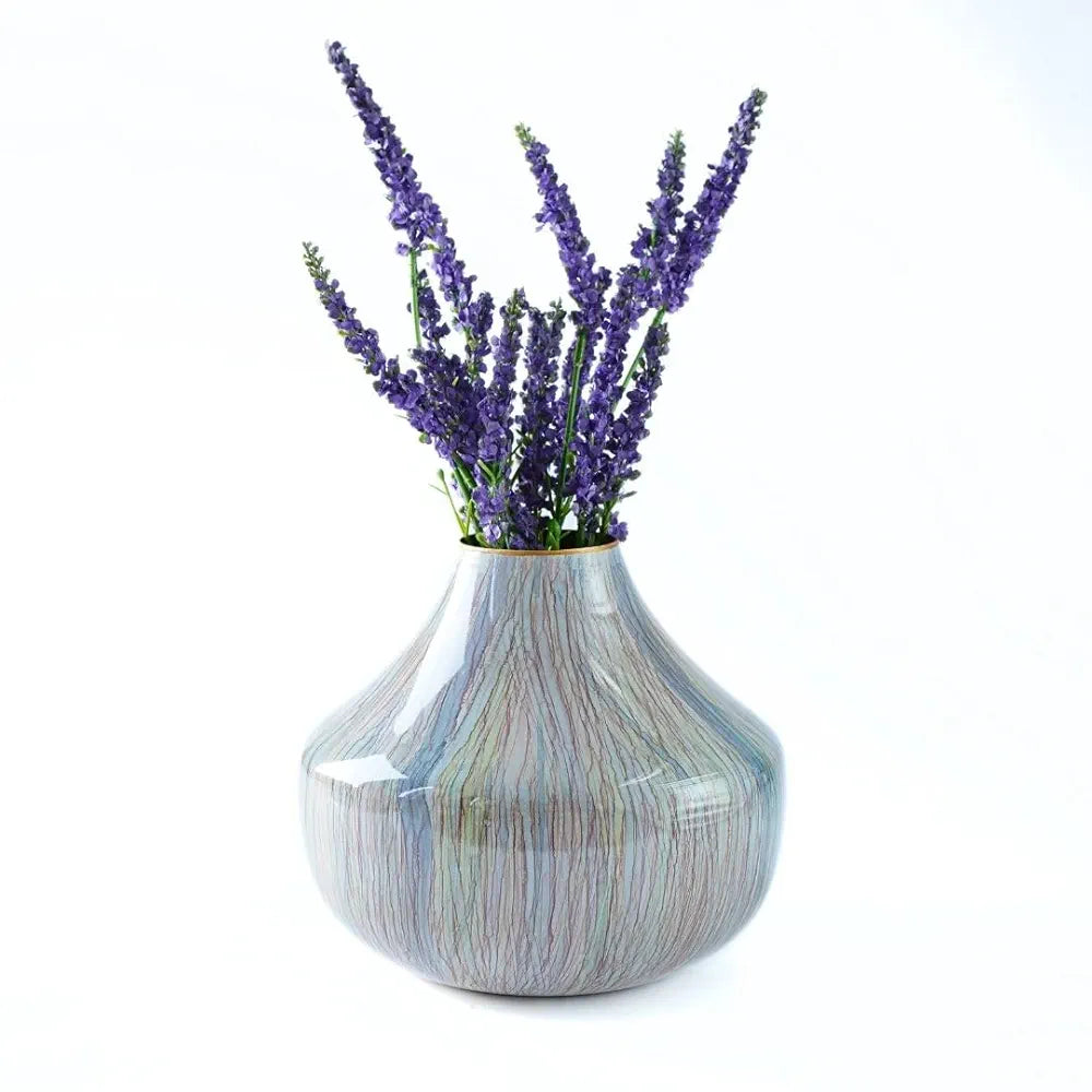 Behoma Metal Oval Flower Vase Off Multicolour Cosmic Large Flowers not Included
