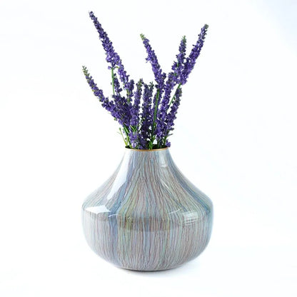 Behoma Metal Oval Flower Vase Off Multicolour Cosmic Large Flowers not Included
