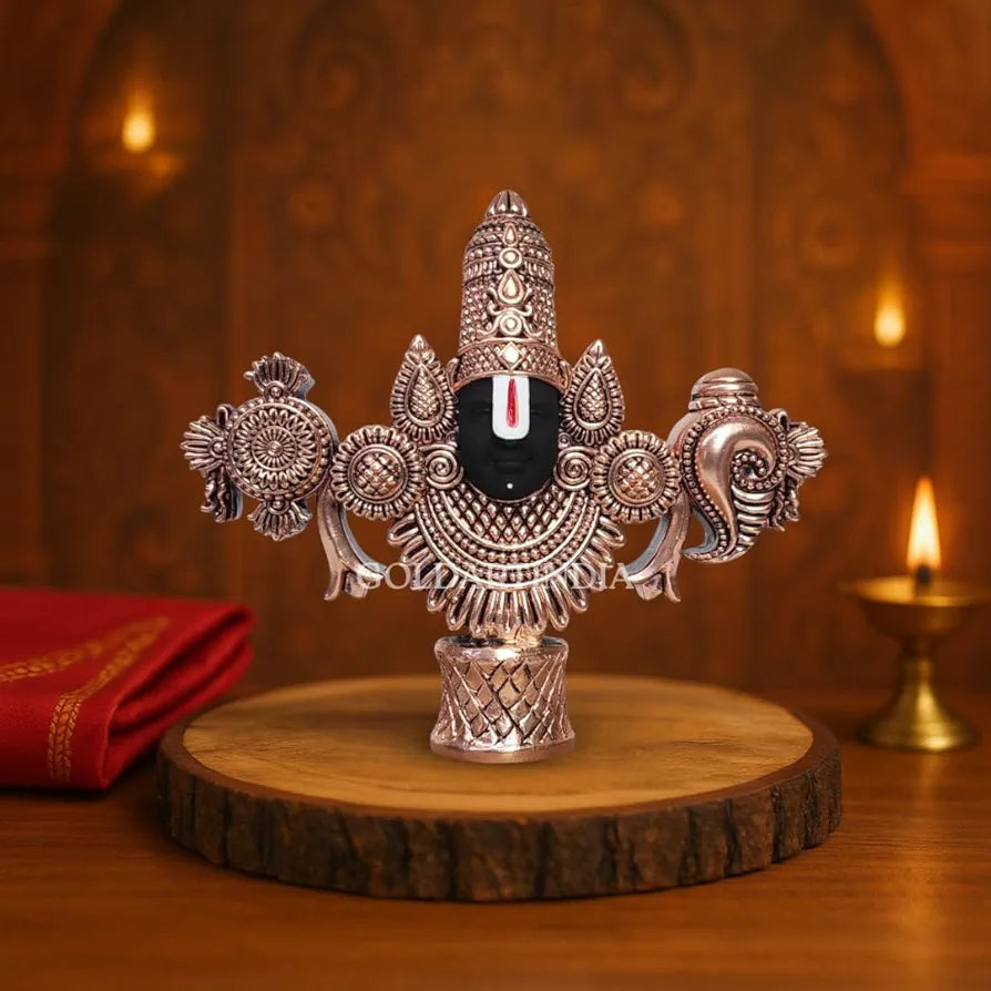 Gold Art India Lord Venkateswara Balaji Idol Copper-Plated Antique Matte Finish