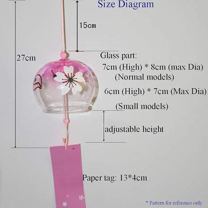Geekmonkey Edo Japanese Wind Chimes Cherry Blossom Wind Chimes Handmade Stained Glass Bells