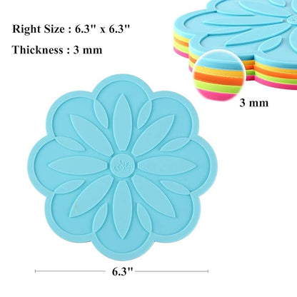 P-Plus International Set Silicone Pot Holders Non Slip Flexible Durable Heat Resistant Blue 16.5cm (Pack of 4)