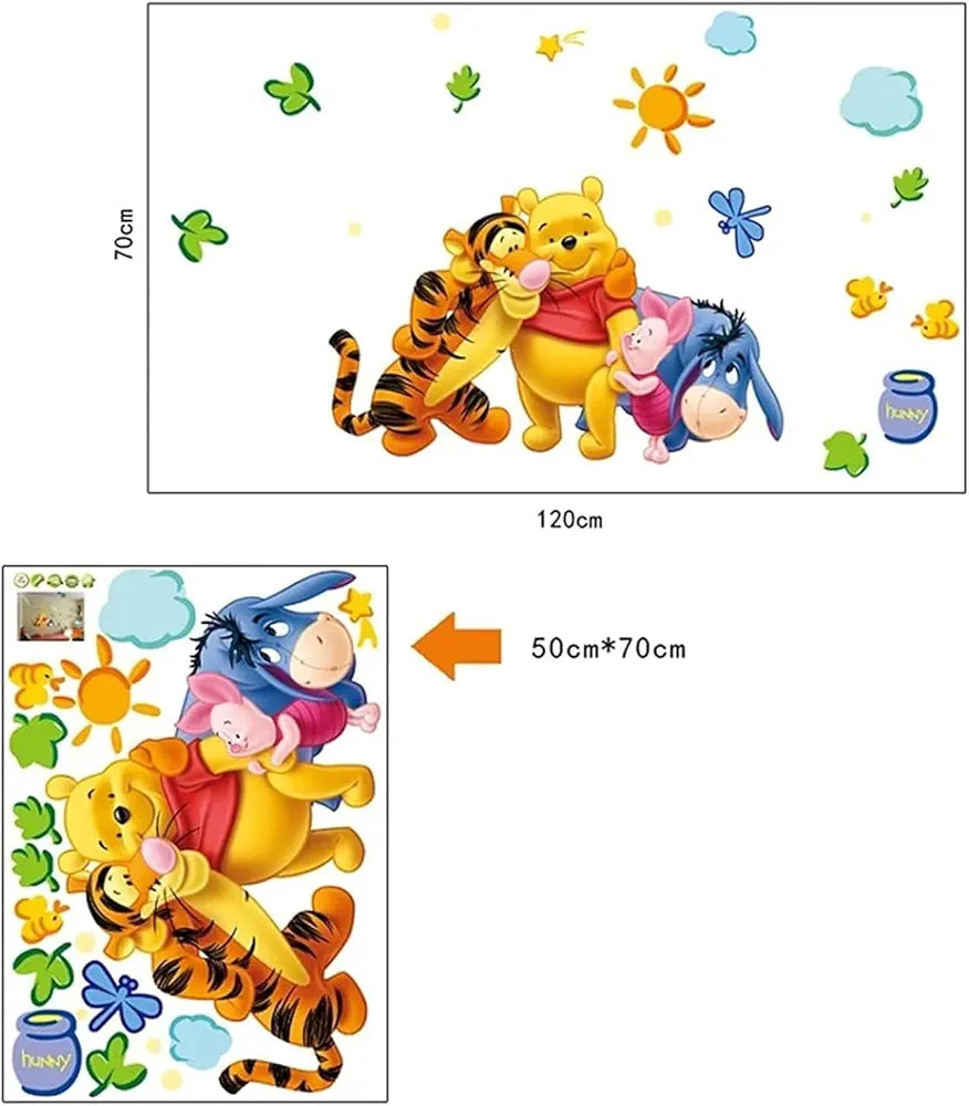 Jaamso Royals Multicolor Winnie the Pooh Wall Sticker Waterproof and Removable Sticker Multicolor Train Wall sticker